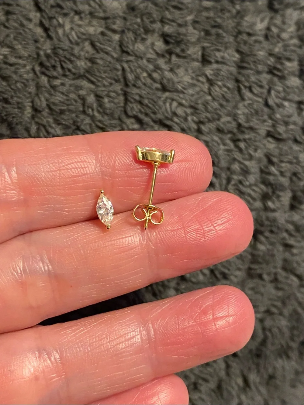 Gold Marquise Cubic Zirconia Stud Earrings - Elegant Women Jewelry